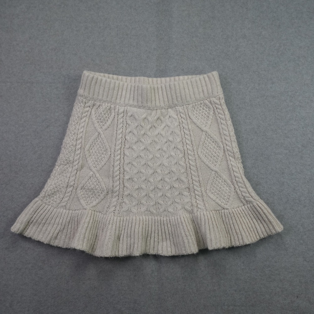 Abercrombie Kids Skirt Girls 11/12 Cream Cable Knit Ruffle Hem Casual